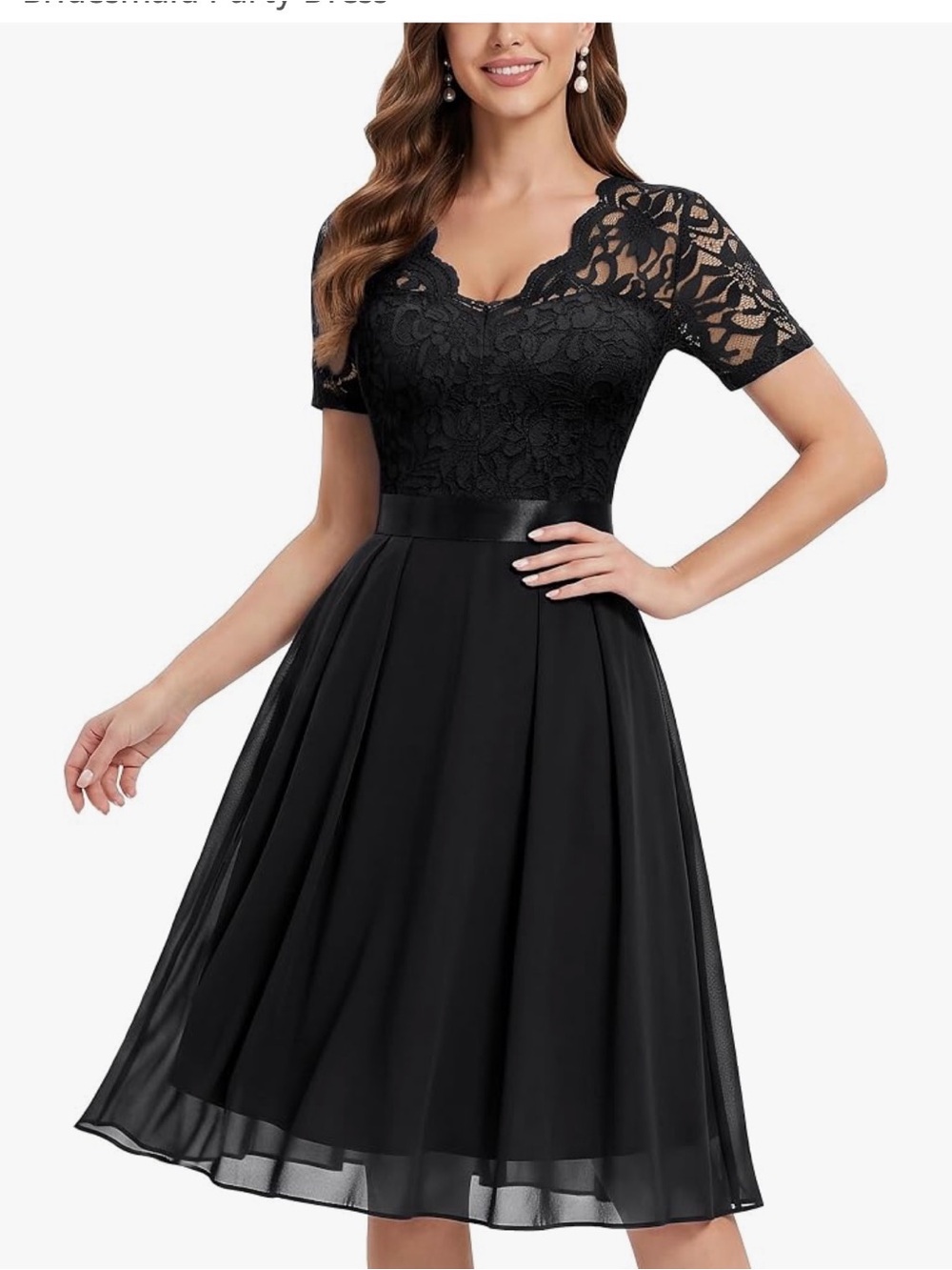 Elegant Black Lace Fit & Flare Dress